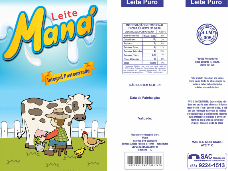 Embalagem Leite Maná
